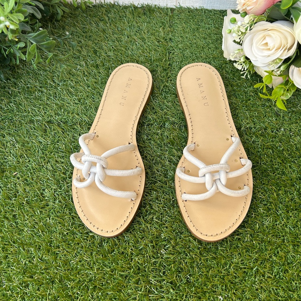 Amanu Handmade Zanzibar white Slide Sandals size 5 New - Picture 9 of 13
